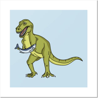 Funny T rex dinosaur illustration Posters and Art